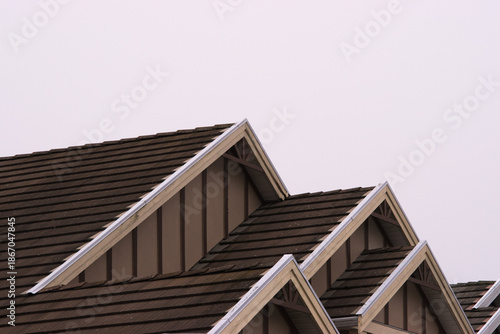 Brown wooden roof shingles