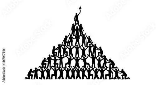 People Forming Pyramid with Leader on Top.