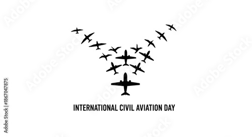 International Civil Aviation Day Airplanes Flying Formation.