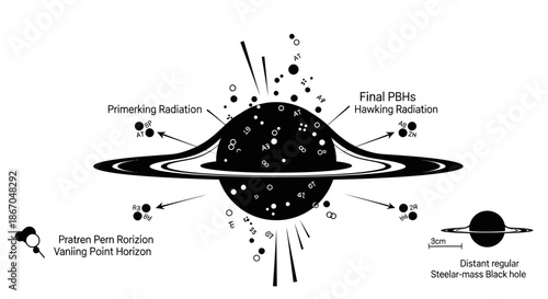 Saturn Planet Diagram Illustration Black White.