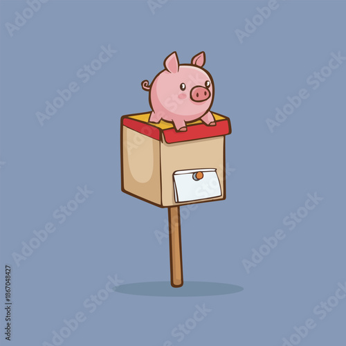 Pink Pig on White Box