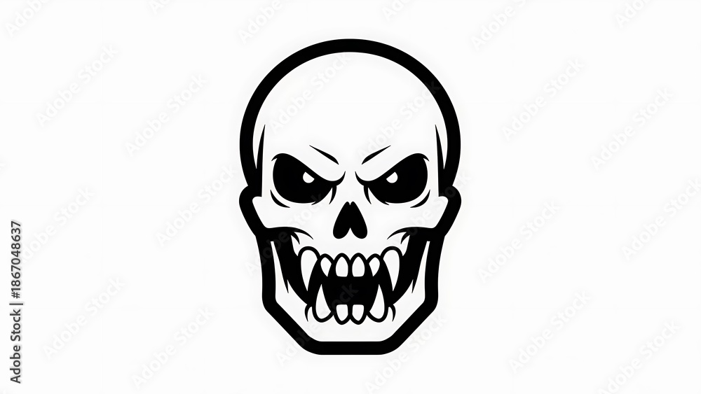 Fototapeta premium Menacing Skull Illustration with Sharp Teeth.