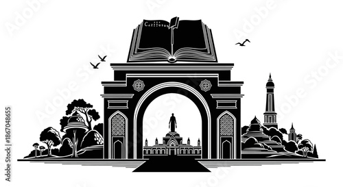 Illustration of Gateway of India monument landmark.