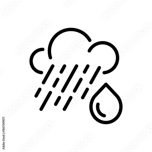Rain Cloud Line Icon, Outline Symbol for Weather, Nature, Precipitation, Storm, and Seasonal Change. Vector Sign Icon.