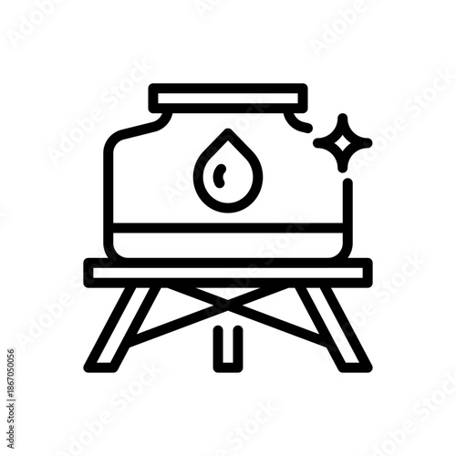 Water Tank Line Icon, Outline Symbol for Storage, Reservoir, Industrial, Supply, and Capacity. Vector Sign Icon.