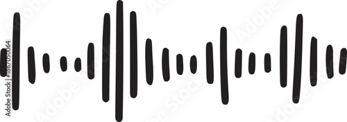 Sound Waves Icon. Waveform pattern for music player, podcast, voise message. Vector illustration isolated on white background. Voice and radio signal spectrum lines. Song track amplitude graphic.