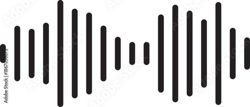 Sound Waves Icon. Waveform pattern for music player, podcast, voise message. Vector illustration isolated on white background. Voice and radio signal spectrum lines. Song track amplitude graphic.