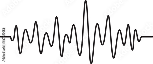 Sound Waves Icon. Waveform pattern for music player, podcast, voise message. Vector illustration isolated on white background. Voice and radio signal spectrum lines. Song track amplitude graphic.