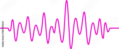 Sound Waves Icon. Waveform pattern for music player, podcast, voise message. Vector illustration isolated on white background. Voice and radio signal spectrum lines. Song track amplitude graphic.