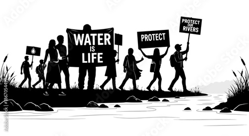 Group of People Protesting for Water Conservation.