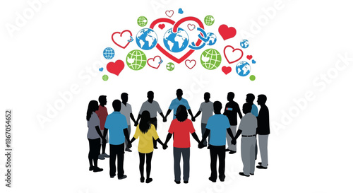 Diverse People Holding Hands Together United.