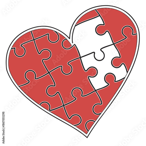 Heart-shaped puzzle pieces
