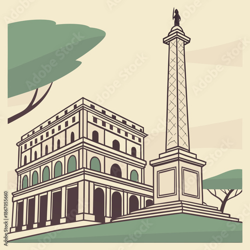 Illustrated view of the monument to vittorio emanuele ii
