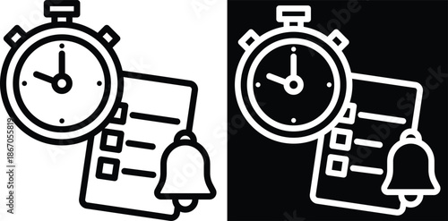 time management Two-tone version in black and white background