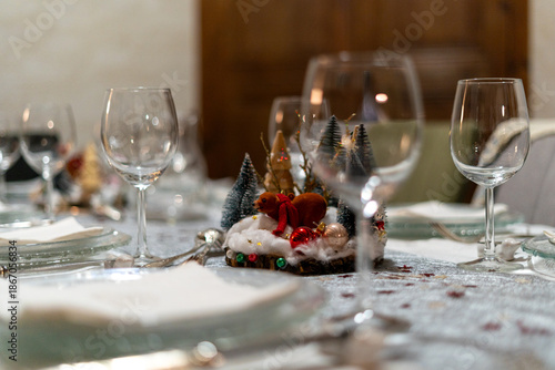 Christmas decorated table, celebrations. High quality photo