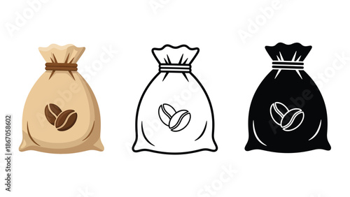 Three coffee bean bags in different colors and styles