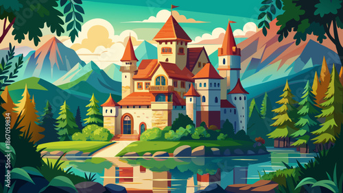 Very beautiful romantic Mespelbrunn Castle in Germany, hidden within lush forest scenery, reflecting fairytale charm, medieval architecture, and peaceful countryside atmosphere in the heart of Europe.