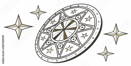 Magical compass with stars