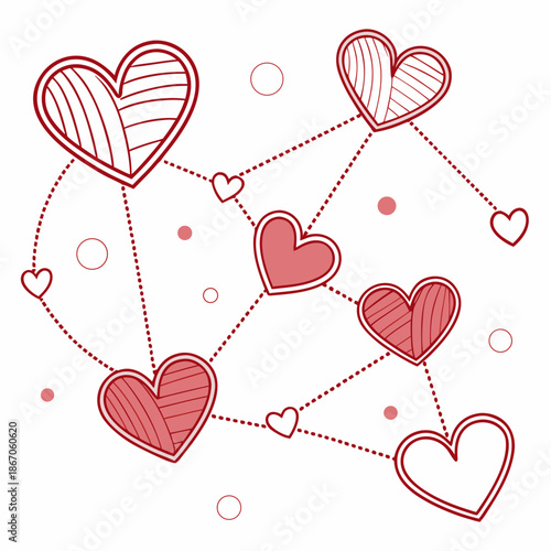 Interconnected hearts illustration