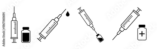 Vaccine icon set. Vector graphic illustration. Suitable for website design, logo, app, template, and ui.