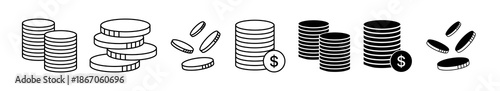Coin icon set. Vector graphic illustration. Suitable for website design, logo, app, template, and ui.