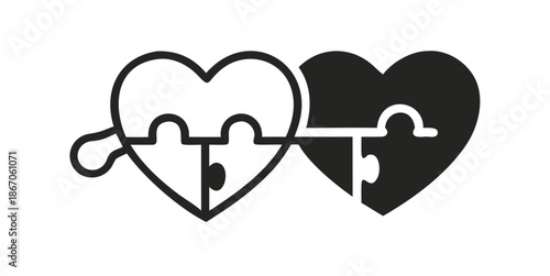 Interlocking hearts with key and lock