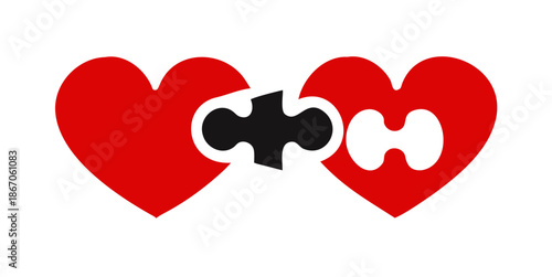 Two hearts and a puzzle piece