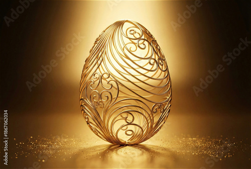 Luxury golden Easter egg in gold premium ornamental art