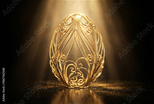 Luxury golden Easter egg in gold premium refined ornament