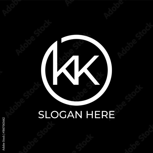 KK initial letter and circle company logo design