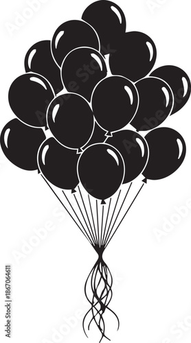 Bundle of black balloons