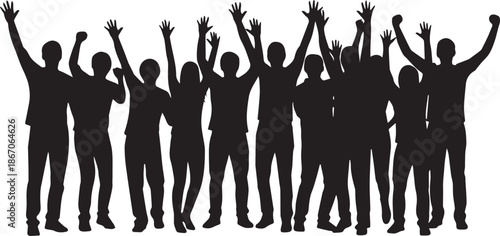 Group celebration silhouette