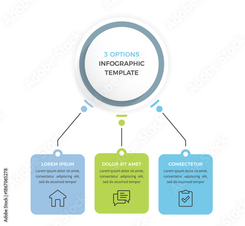 Business infographic template with three connected options