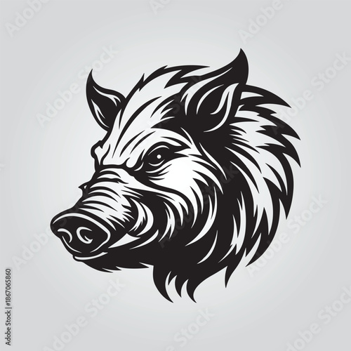 Wild boar vector clipart design Boar Head Silhouette