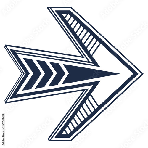 Stylized arrow icon with geometric patterns