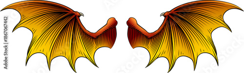 A pair of bat, dragon, devi...