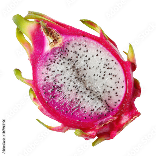 Dragon fruit half cut isolated on transparent background