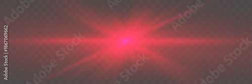 Red glowing star on a foggy background