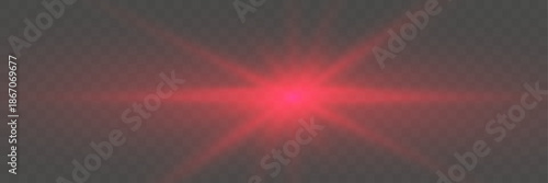 Red glowing star on a foggy background