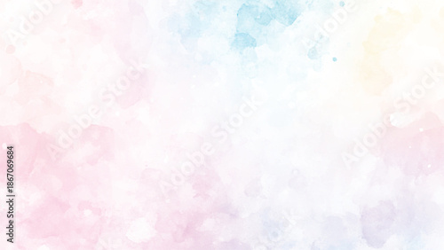 Abstract blue winter watercolor background. Sky pattern with snow. Light blue watercolour paper texture background. Vector water color design