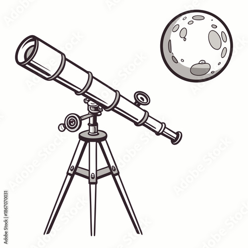 Telescope observing the moon