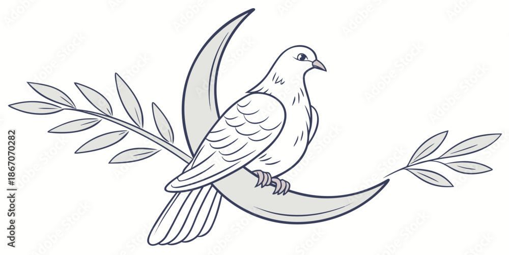 Obraz premium Line drawing of a bird on a branch