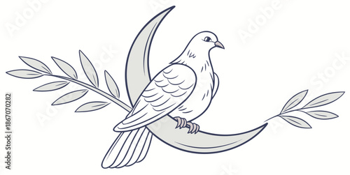 Line drawing of a bird on a branch