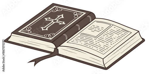 Open book with cross symbol