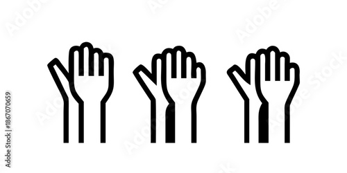Three hands raised in solidarity