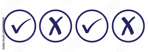 Check box tick mark icon set button correct right wrong buttons or yes or no checkmark red cross green tick vector illustration, PNG transparent