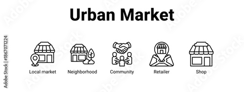 Urban Market web banner icon vector illustration concept for  with icon of Local market, Neighborhood.