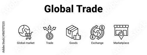 Global Trade web banner icon vector illustration concept for  with icon of Global market, Trade.