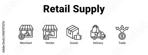 Retail Supply web banner icon vector illustration concept for  with icon of Merchant, Vendor.