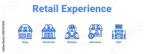 Retail Experience web banner icon vector illustration concept for  with icon of Shop, Storefront.